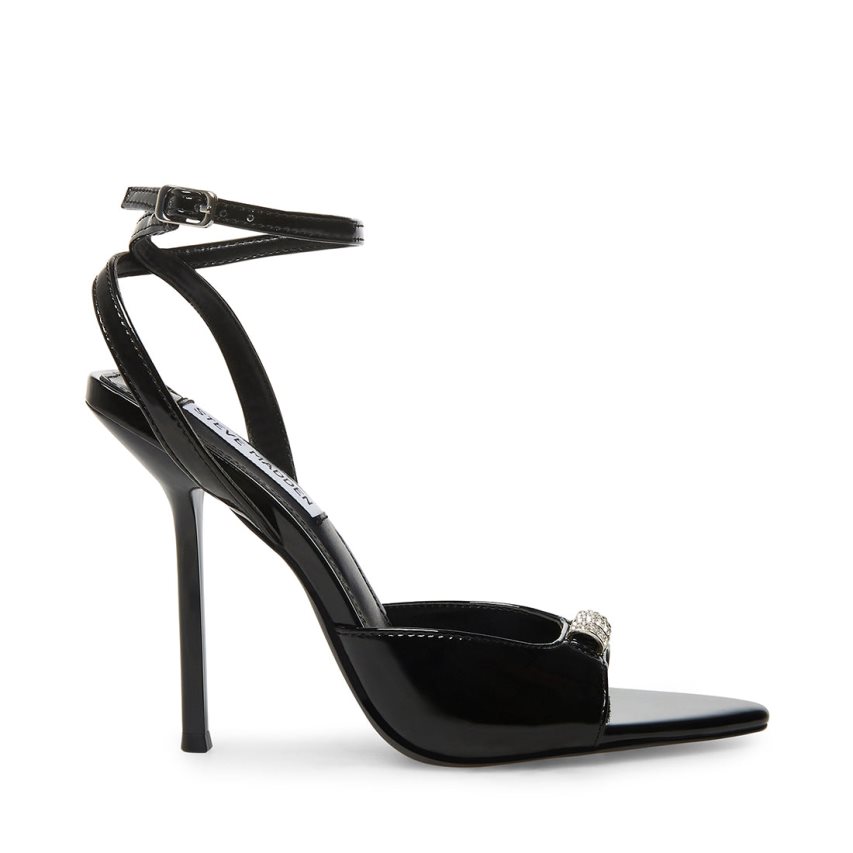 Black Steve Madden Prize Patent Women\'s Heels Sandals | PH 0826KS16